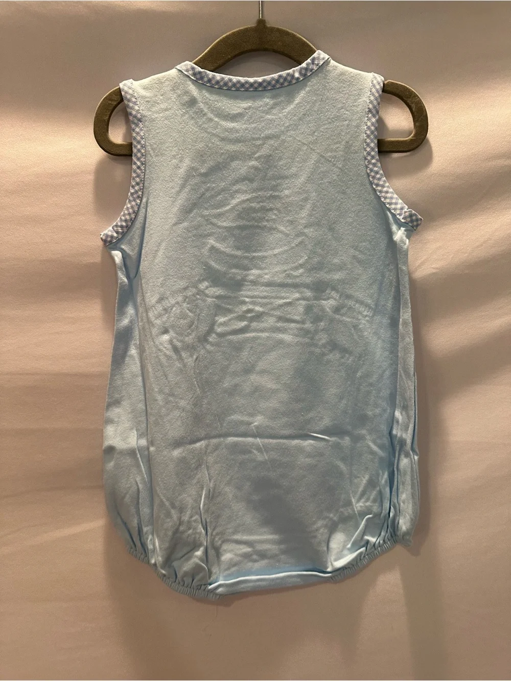 Summer Camp Light Blue Sleeveless Baby One-Piece by (unknown)